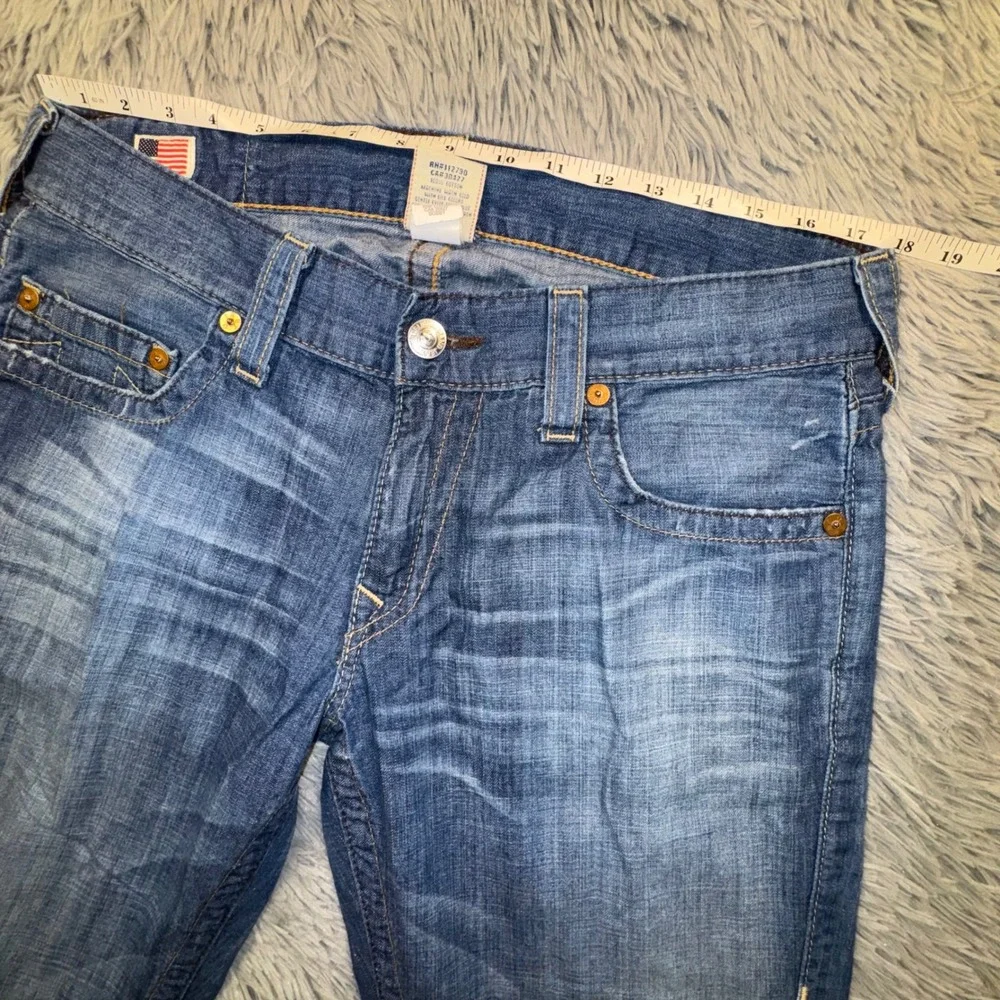 True Religion Jeans Men 34 Bobby Bootcut Loose Fit Light Wash VTG USA Logo 36x33